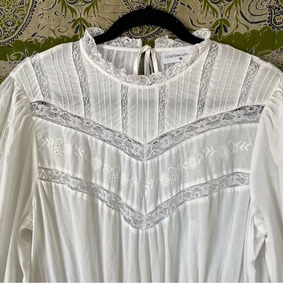 LoveShackFancy x Target White Talulah Pintuck Yoke Lace Dress Size Large - Picture 3 of 16